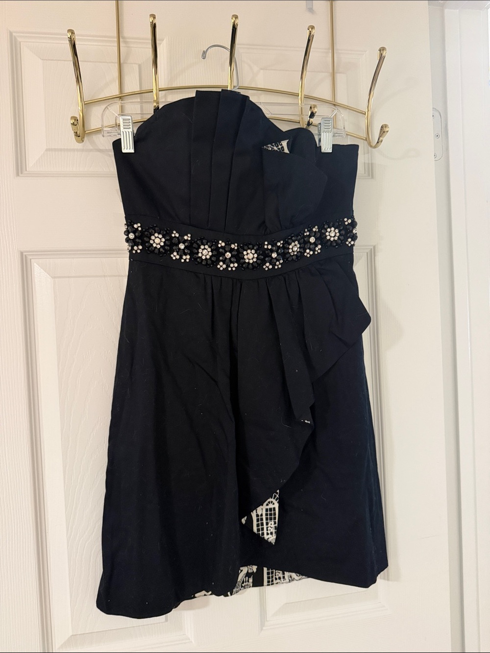 Lilly Pulitzer Black Strapless Party Dress with Beaded Waist